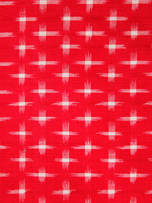 Red Ivory Hand Woven Double Ikat Handloom Cotton Fabric Per Meter - F002F1948