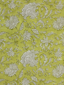 Light Green White Hand Block Printed Cotton Fabric Per Meter - F001F2127