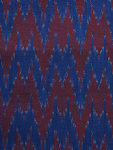 Blue Maroon Pochampally Hand Weaved Ikat Mercerised Cotton Fabric Per Meter - F002F1021