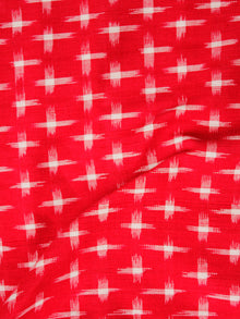 Red Ivory Hand Woven Double Ikat Handloom Cotton Fabric Per Meter - F002F1948