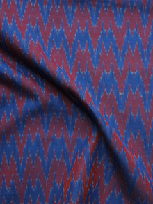 Blue Maroon Pochampally Hand Weaved Ikat Mercerised Cotton Fabric Per Meter - F002F1021