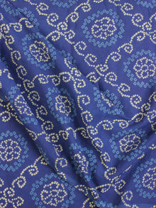 Indigo Ivory Bandhini Hand Block Printed Cotton Fabric Per Meter - F001F2054