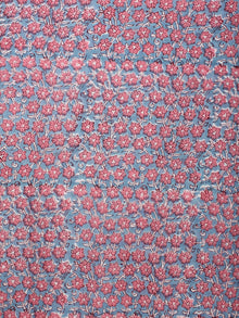 Pink Blue Hand Block Printed Cotton Fabric Per Meter - F001F2222