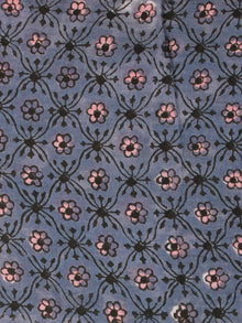 Grey Pink Hand Block Printed Cotton Fabric Per Meter - F001F2177