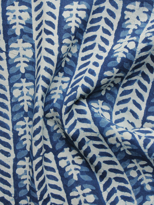 Indigo Ivory Hand Block Printed Cotton Fabric Per Meter - F001F1066