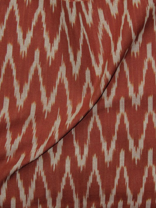 Rust Ivory Pochampally Hand Woven Ikat Fabric Per Meter - F002F919