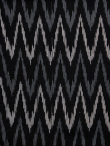 Black Grey White Pochampally Hand Woven Ikat Fabric Per Meter - F002F954