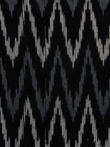 Black Grey White Pochampally Hand Woven Ikat Fabric Per Meter - F002F954