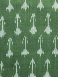 Green Ivory Pochampally Hand Weaved Ikat Mercerised Cotton Fabric Per Meter - F002F1038