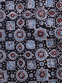 Black Light Blue Maroon Ajrakh Hand Block Printed Cotton Blouse Fabric - BPA0125