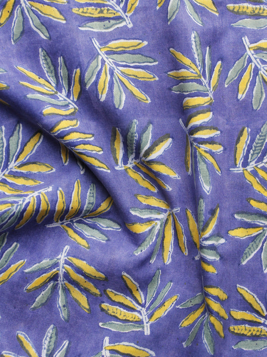 Blue Yellow Green Hand Block Printed Cotton Fabric Per Meter - F001F1067