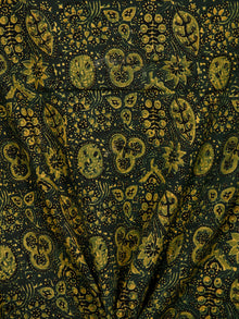 Green Yellow Ajrakh Block Printed Cotton Fabric Per Meter - F003F1754