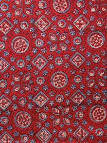 Red Black Blue Beige Ajrakh Hand Block Printed Cotton Fabric Per Meter - F003F1525