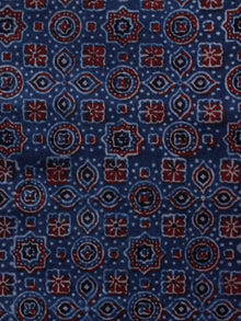 Indigo Maroon Black Ajrakh Hand Block Printed Cotton Blouse Fabric - BPA0126