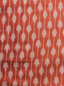 Rust Red Ivory Pochampally Hand Weaved Ikat Mercerised Cotton Fabric Per Meter - F002F1039