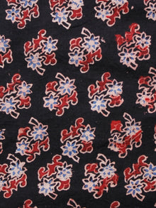 Black Ivory Red Blue Ajrakh Hand Block Printed Cotton Fabric Per Meter - F003F1596