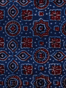 Indigo Maroon Black Ajrakh Hand Block Printed Cotton Blouse Fabric - BPA0126