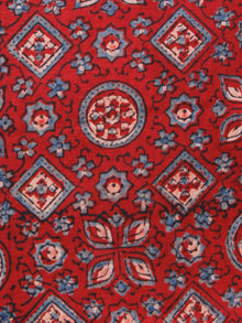 Red Black Blue Beige Ajrakh Hand Block Printed Cotton Fabric Per Meter - F003F1525