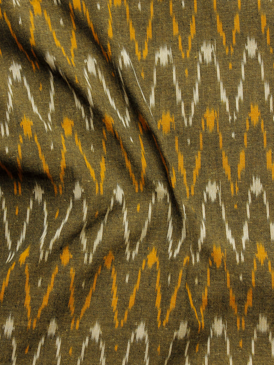 Peanut Brown Orange Ivory Pochampally Hand Woven Ikat Fabric Per Meter - F002F955