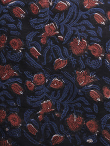 Indigo Black Rust Hand Block Printed Cotton Fabric Per Meter - F001F1138