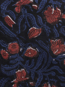 Indigo Black Rust Hand Block Printed Cotton Fabric Per Meter - F001F1138