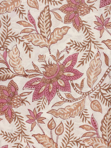 White Tan Brown Pink Hand Block Printed Cotton Fabric Per Meter - F001F2316