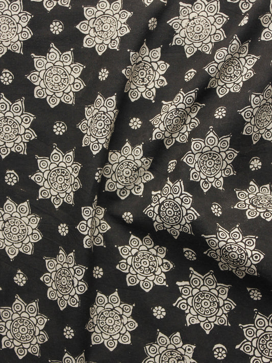 Black Ivory Hand Block Printed Cotton Fabric Per Meter - F001F1069