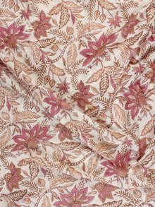 White Tan Brown Pink Hand Block Printed Cotton Fabric Per Meter - F001F2316