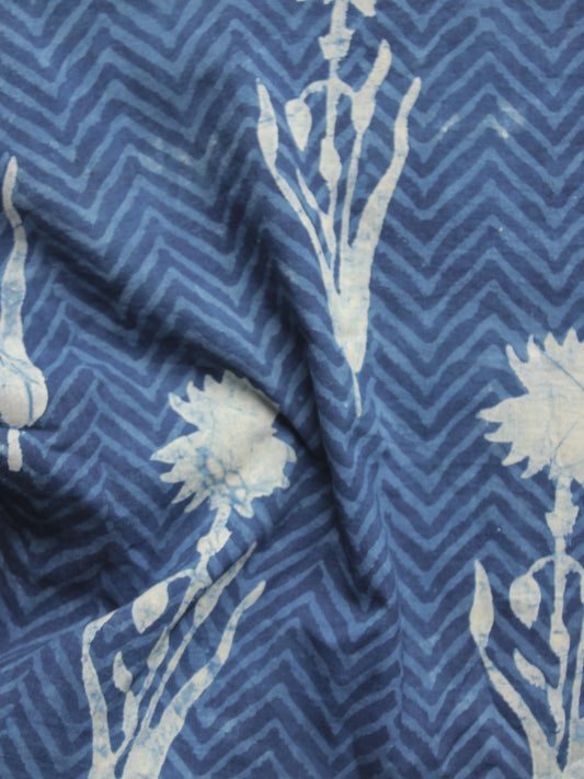 Indigo Ivory Hand Block Printed Cotton Fabric Per Meter - F001F903