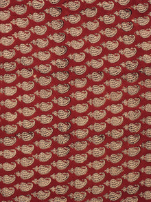 Maroon Beige Black Hand Block Printed Cotton Fabric Per Meter - F001F791