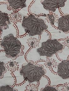 Ivory Kashish Maroon Hand Block Printed Cotton Fabric Per Meter - F001F959