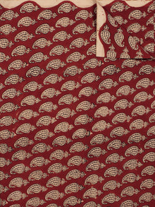 Maroon Beige Black Hand Block Printed Cotton Fabric Per Meter - F001F791