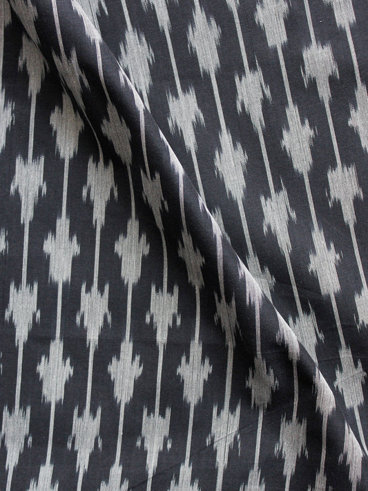 Black Grey Pochampally HandWeaved Ikat Mercerised Fabric Per Meter - F002F1425