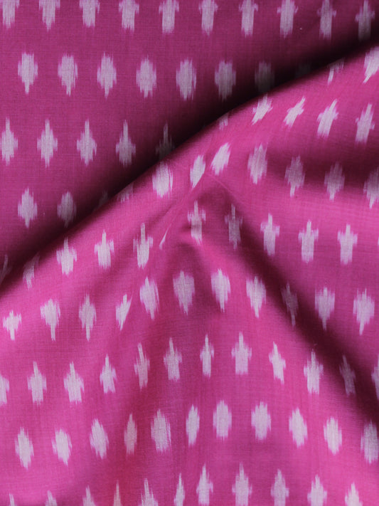 Pink Ivory Pochampally Hand Weaved Ikat Mercerised Cotton Fabric Per Meter - F002F1041