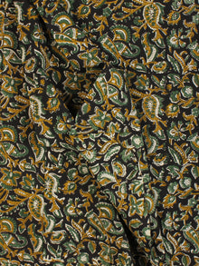 Black Mustard Green Hand Block Printed Cotton Fabric Per Meter - F001F2262