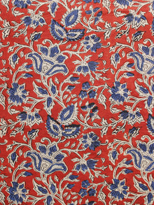 Red Indigo Beige Hand Block Printed Cotton Fabric Per Meter - F001F1071