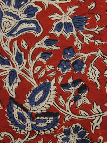 Red Indigo Beige Hand Block Printed Cotton Fabric Per Meter - F001F1071