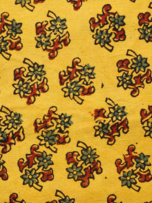 Yellow Red Green Ajrakh Hand Block Printed Cotton Fabric Per Meter - F003F1599