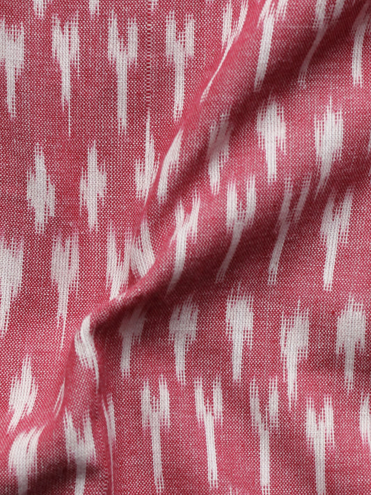 Cherry Ivory Pochampally Hand Woven Ikat Fabric Per Meter - F002F957