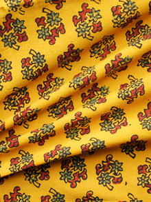 Yellow Red Green Ajrakh Hand Block Printed Cotton Fabric Per Meter - F003F1599