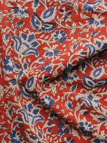 Red Indigo Beige Hand Block Printed Cotton Fabric Per Meter - F001F1071