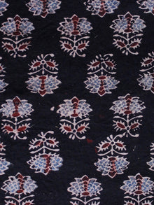 Black Maroon Ivory Blue Ajrakh Hand Block Printed Cotton Blouse Fabric - BPA0129