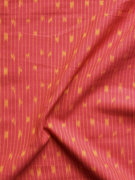 Red Orange Pochampally Hand Woven Ikat Fabric Per Meter - F002F958