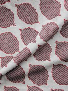 Off White Grey Maroon Hand Block Printed Cotton Fabric Per Meter - F001F1356