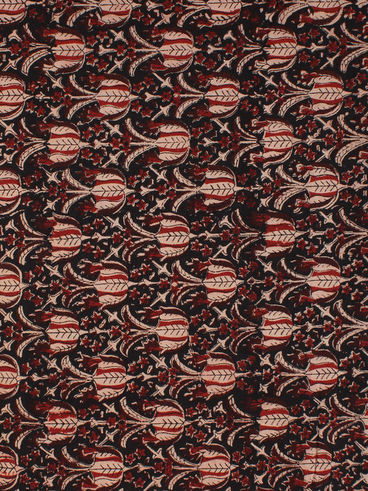 Black Red Ivory Hand Block Printed Cotton Fabric Per Meter - F001F2156