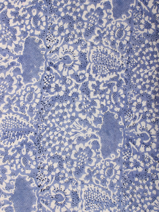 Blue White Hand Block Printed Cotton Fabric Per Meter - F001F2184