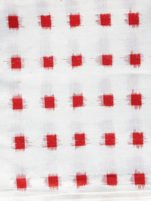 White Red Pochampally Hand Weaved Double Ikat Fabric Per Meter - F003F1235