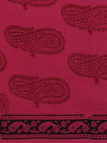 Magenta Pink Red Black Bagh Printed Cotton Fabric Per Meter - F005F2079