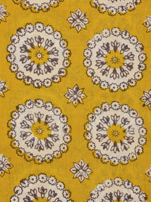 Mustard Ivory Brown Hand Block Printed Cotton Fabric Per Meter - F001F2018