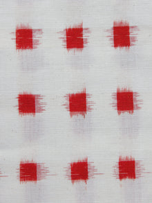 White Red Pochampally Hand Weaved Double Ikat Fabric Per Meter - F003F1235